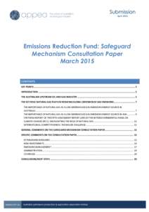Submission April 2015 Emissions Reduction Fund: Safeguard Mechanism Consultation Paper March 2015