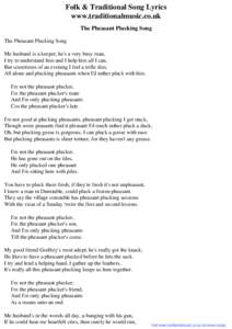 Folk & Traditional Song Lyrics - The Pheasant Plucking Song