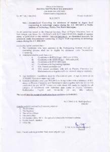 Office of the Director HALDIA INSTITUTE OF TECHNOLOGY (An Institution of ICARE) Administrative Department Dated :[removed]