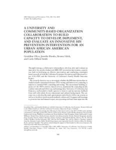 AIDS Education and Prevention, 17(4), 300–316, 2005 © 2005 The Guilford Press OLIVA ET AL.AND CBO COLLABORATION TO BUILD CAPACITY UNIVERSITY  A UNIVERSITY AND