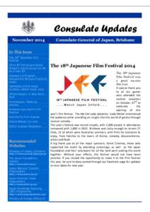 Consulate Updates November 2014 Consulate-General of Japan, Brisbane  In This Issue