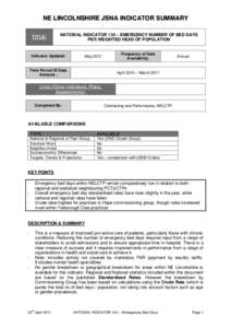 NE LINCOLNSHIRE JSNA INDICATOR SUMMARY