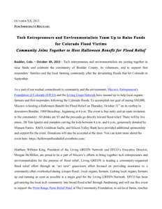 Press_Release_Tech Entrepreneurs and Environmentalists Team Up to Raise Funds for Colorado Flood Victims_10FINALized