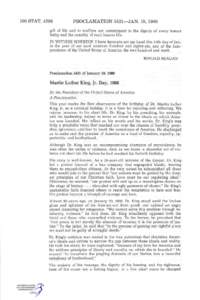 100 STAT[removed]PROCLAMATION 5431—JAN. 18, 1986 gift of life and to reaffirm our commitment to the dignity of every human being and the sanctity of each human life.