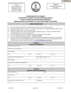 Print Form  Mail completed application to:  VDACS  Office of Charitable &  Regulatory Programs 