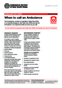 excellence in care  AMBULANCE FACT SHEET ISSUED JULY 2009