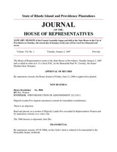 Peter Kilmartin / United States House of Representatives / Peter N. Wasylyk / William J. Murphy / United States Senate / Gordon D. Fox / David Caprio / Quorum / Unanimous consent / Parliamentary procedure / Rhode Island / Government