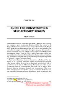CHAPTER 14  GUIDE FOR CONSTRUCTING SELF-EFFICACY SCALES A. BANDURA