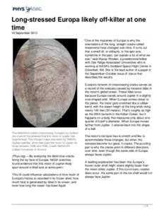 Long-stressed Europa likely off-kilter at one time