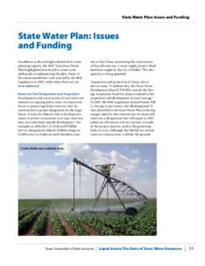 State Water Plan: Issues and Funding  State Water Plan: Issues and Funding In addition to the strategies identified by water planning regions, the 2007 Texas State Water