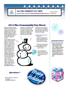 2013 THE COMMUNITY TOY CHEST  Clermont County CPS Contact Person : Sanna GastDecember 2013