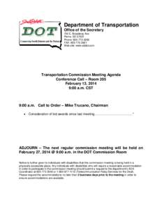 Transportation in South Dakota / Reasonable accommodation / Adjournment / Agenda / Parliamentary procedure / Meetings / South Dakota Department of Transportation