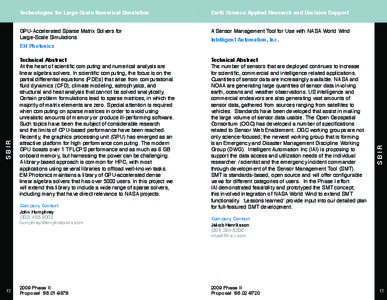 Technologies for Large-Scale Numerical Simulation  IEarth Science Applied Research and Decision Support GPU-Accelerated Sparse Matrix Solvers for Large-Scale Simulations