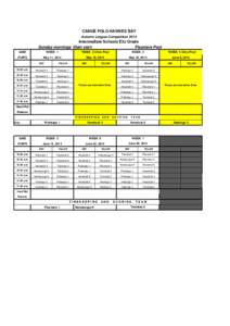 CANOE POLO HAWKES BAY Autumn League Competition 2014 Intermediate Schools E2c Grade Sunday mornings 10am start Flaxmere Pool