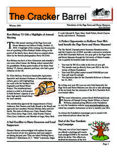 The Cracker Barrel Newsletter of the Page Farm and Home Museum Winter, 2011  Ron Bishop ’53 Gift a Highlight of Annual