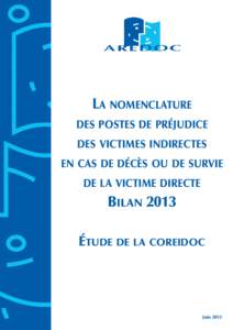 LA NOMENCLATURE DES POSTES DE PRÉJUDICE DES VICTIMES INDIRECTES EN CAS DE DÉCÈS OU DE SURVIE DE LA VICTIME DIRECTE