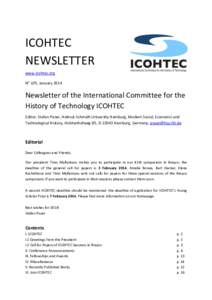ICOHTEC NEWSLETTER www.icohtec.org No 105, JanuaryNewsletter of the International Committee for the
