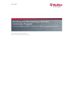 White Paper  Building and Maintaining a Business Continuity Program Successful strategies for financial institutions for effective preparation and recovery