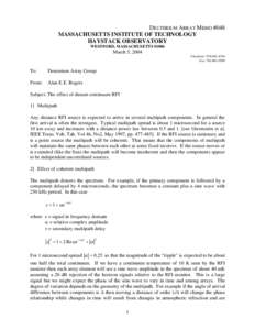 DEUTERIUM ARRAY MEMO #048 MASSACHUSETTS INSTITUTE OF TECHNOLOGY HAYSTACK OBSERVATORY WESTFORD, MASSACHUSETTSMarch 5, 2004