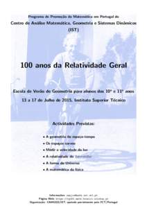 Programa de Promo¸c˜ ao da Matem´ atica em Portugal do Centro de An´ alise Matem´
