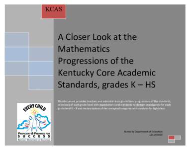 KCAS  A Closer Look at the Mathematics Progressions of the Kentucky Core Academic