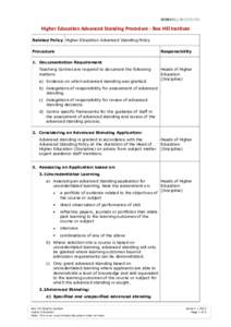 Higher Education Advanced Standing Procedure 2012rev CH270513