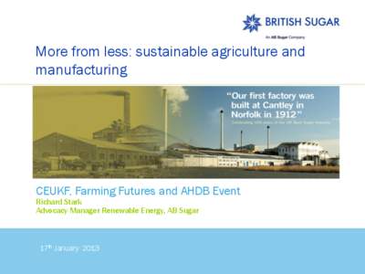 Agriculture / Sweeteners / Sugar beet / British Sugar / Beet / Sustainability / Sustainable agriculture / Sugar / Environment / Food and drink