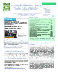 Boletín Electrónico de la  Academia Colombiana de Ciencias Exactas, Físicas y Naturales Medio semanal de divulgación de la Academia 