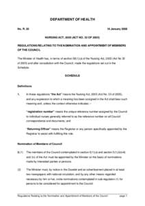 DEPARTMENT OF HEALTH No. RJanuary 2008 NURSING ACT, 2005 (ACT NO. 33 OF 2005)