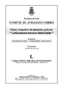 Provincia di Terni  COMUNE DI AVIGLIANO UMBRO Piano Attuativo di iniziativa privata