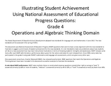 Illustrating Student Achievement Using National Assessment of Educational Progress Questions: Grade 4 Operations and Algebraic Thinking Domain The Alaska Department of Education & Early Development adopted new standards 