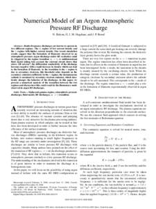 2782  IEEE TRANSACTIONS ON PLASMA SCIENCE, VOL. 36, NO. 5, OCTOBER 2008 Numerical Model of an Argon Atmospheric Pressure RF Discharge