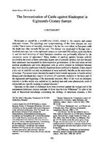 Medical History, 1997, 41: [removed]The Immunization of Cattle against Rinderpest in