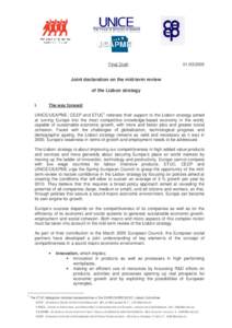 Final Draft[removed]Joint declaration on the mid-term review of the Lisbon strategy