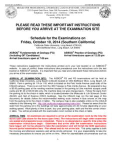 STATE OF CALIFORNIA  GOVERNOR EDMUND G. BROWN JR. BOARD FOR PROFESSIONAL ENGINEERS, LAND SURVEYORS, AND GEOLOGISTS 2535 Capitol Oaks Drive, Suite 300, Sacramento, California, [removed]