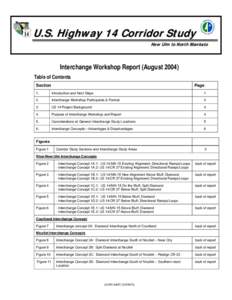 U.S. Highway 14 Corridor Study New Ulm to North Mankato Interchange Workshop Report (August[removed]Table of Contents Section