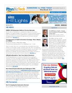 January[removed]SUBSCRIBE | MEMBERSHIP HIE NEWS