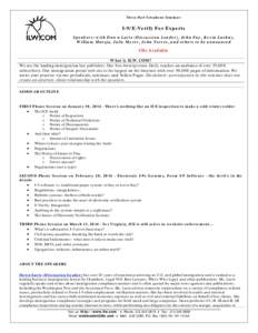 Three-Part Telephone Seminar:  I-9/E-Verify For Experts Speakers: with Dawn Lurie (Discussion Leader), John Fay, Kevin Lashus, William Mateja, Julie Myers, John Torres, and others to be announced CDs Available