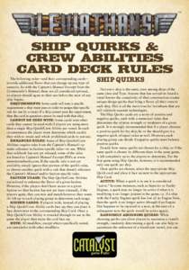 Leviathans: Ship Quirks & Crew Abilities Card Deck Rules