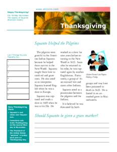 www.elcivics.com Happy Thanksgiving! ESL Holiday Worksheet The Legacy of Squanto American History