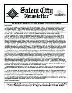 City of SALEM Salem City Newsletter