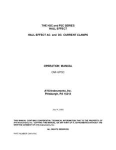 THE H3C and P3C SERIES HALL EFFECT HALL-EFFECT AC and DC CURRENT CLAMPS