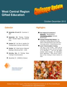 West Central Region Gifted Education October-December 2012 Weekly Newsletter