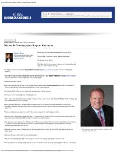 Nixon Jefferson joins Regent Partners - Atlanta Business Chronicle