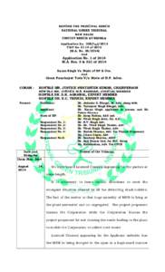 BEFORE THE PRINCIPAL BENCH NATIONAL GREEN TRIBUNAL NEW DELHI CIRCUIT BENCH AT SHIMLA Application No. 168(THC[removed]CWP No[removed]of 2012