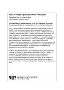 Neighbourhood experiences of new immigration: Reflections from the evidence base