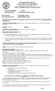 RENSSELAER COUNTY CIVIL SERVICE COMMISSION Opportunities in the Public Service OPEN COMPETITIVE EXAMINATION EXAM NUMBER: