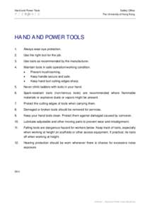 Hand and Power Tools  Safety Office 手工具和動力工具