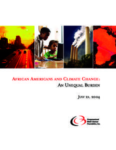 AFRICAN AMERICANS AND CLIMATE CHANGE: AN UNEQUAL BURDEN JULY 21, 2004 The Congressional Black Caucus Foundation, Inc. is a Section 501© (3) organization that that promotes non-partisan collaboration among community, bu