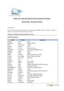 COPIL sur le choix de scénario du casier pilote de la Bassée 03 juin 2014 – Bazoches-lès-Bray 53 participants N.B : dans tout le document, les questions ou remarques sont désignées comme « Question » et toutes l